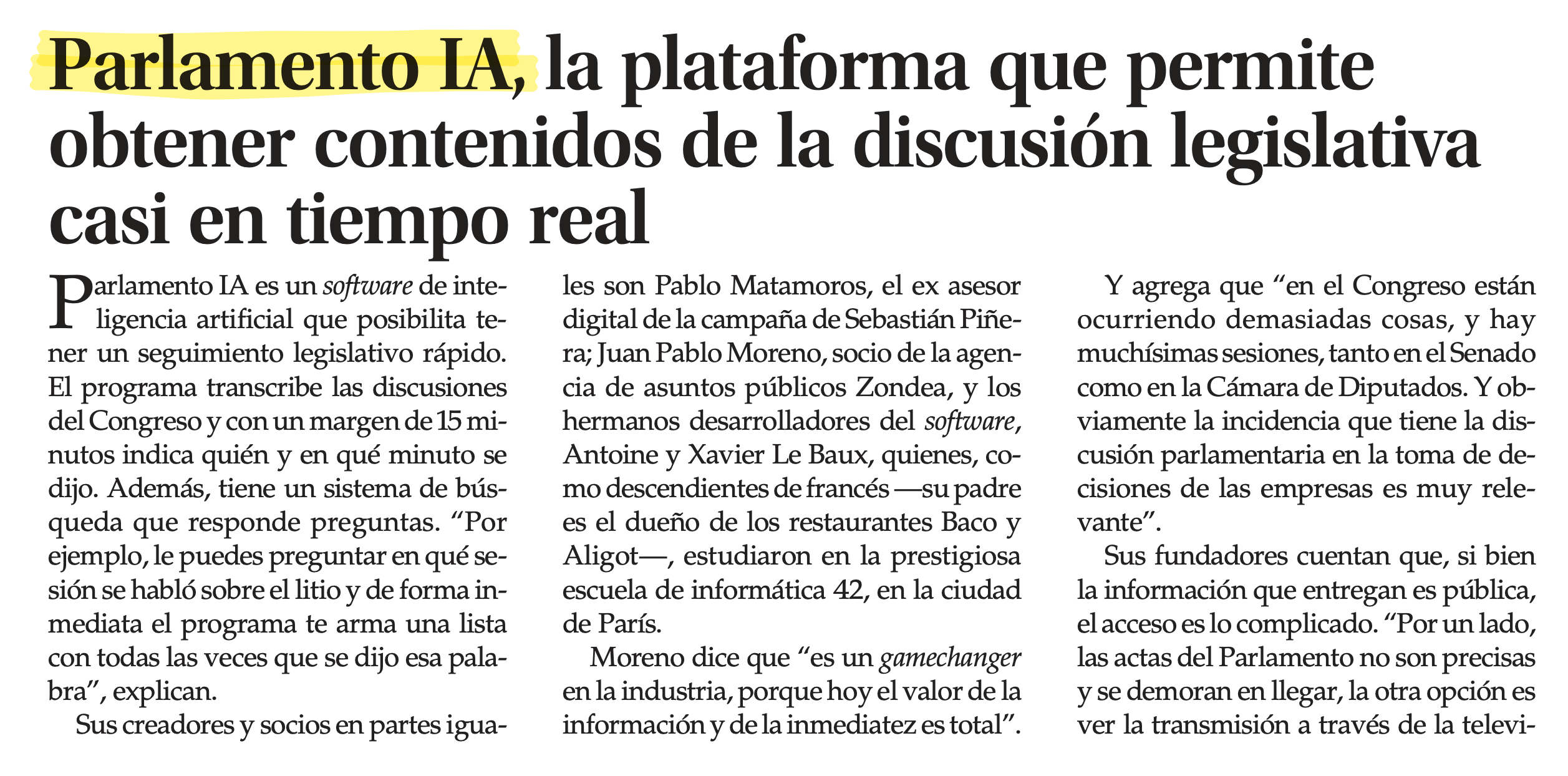 El Mercurio · Parlamento.ai